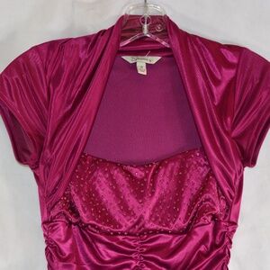 Bodycon Pink Beaded Rouched Dress SZ S Speekless